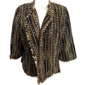 CAbi Black multi-colored tweed jacket